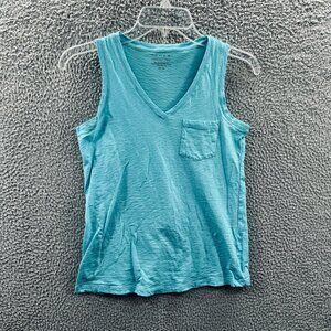 Tahari Essentials T Shirt Womens Top Extra Small Blue Sleeveless Shirt Pocket